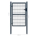 vidaXL Poartă pentru gard 2D (simplă), gri antracit, 106x170 cm