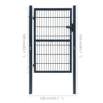vidaXL Poartă pentru gard 2D (simplă), gri antracit, 106x210 cm
