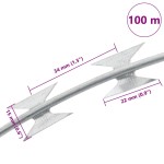 vidaXL Sârmă ghimpată BTO-22 Concertina cu lame, 100 m oțel galvanizat vidaXL Sârmă ghimpată BTO-22 Concertina cu lame, 100 m oțel galvanizat