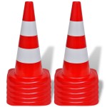 Conuri de trafic reflectorizante, roșu și alb, 50 cm, 10 buc. Conuri de trafic reflectorizante, roșu și alb, 50 cm, 10 buc.