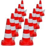 Conuri de trafic reflectorizante, roșu și alb, 50 cm, 10 buc. Conuri de trafic reflectorizante, roșu și alb, 50 cm, 10 buc.