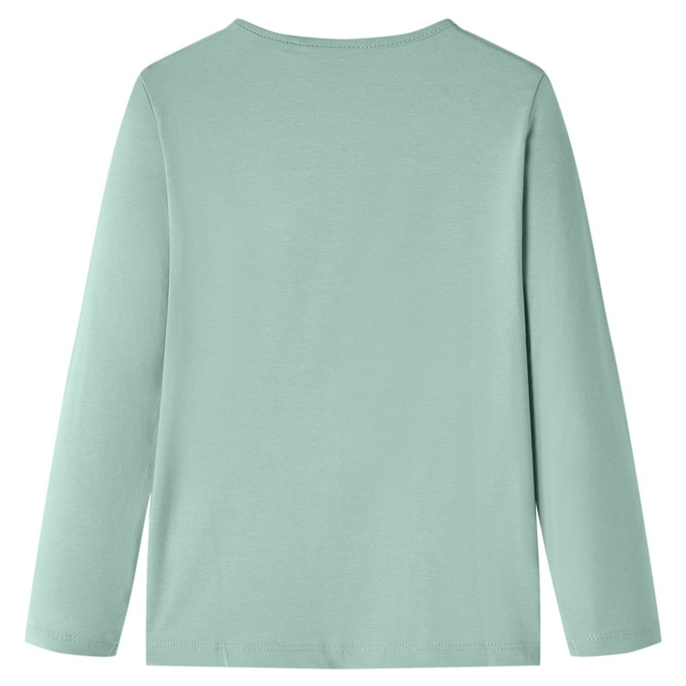 Tricou copii cu mâneci lungi verde mentă mediu 104