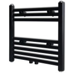 Radiator port-prosop încălzire centrală baie, drept, negru, 480x480 mm Radiator port-prosop încălzire centrală baie, drept, negru, 480x480 mm