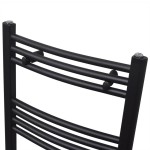 Radiator port-prosop încălzire centrală baie, curbat, negru 480x480 mm Radiator port-prosop încălzire centrală baie, curbat, negru 480x480 mm