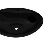 Chiuvetă baie, orificiu robinet/preaplin, negru, ceramică, oval Chiuvetă baie, orificiu robinet/preaplin, negru, ceramică, oval