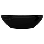 Chiuvetă baie, orificiu robinet/preaplin, negru, ceramică, oval Chiuvetă baie, orificiu robinet/preaplin, negru, ceramică, oval