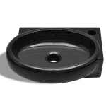 Chiuvetă baie orificiu robinet/preaplin, negru, ceramică, rotund Chiuvetă baie orificiu robinet/preaplin, negru, ceramică, rotund