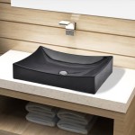 Chiuveta ceramică pentru baie, dreptunghiulară, negru Chiuveta ceramică pentru baie, dreptunghiulară, negru