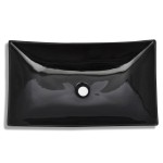 Chiuveta ceramică pentru baie, dreptunghiulară, negru Chiuveta ceramică pentru baie, dreptunghiulară, negru
