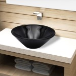 Chiuvetă ceramică pentru baie, rotundă, negru Chiuvetă ceramică pentru baie, rotundă, negru