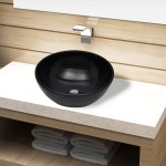 Chiuvetă ceramică pentru baie, rotundă, neagră Chiuvetă ceramică pentru baie, rotundă, neagră