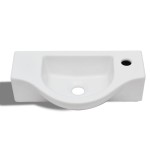 Chiuvetă de baie din ceramică, gaură pentru robinet și preaplin, alb Chiuvetă de baie din ceramică, gaură pentru robinet și preaplin, alb