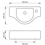 Chiuvetă de baie din ceramică, gaură pentru robinet și preaplin, alb Chiuvetă de baie din ceramică, gaură pentru robinet și preaplin, alb