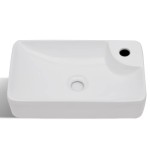 Chiuvetă de baie din ceramică, cu orificiu pentru robinet, alb Chiuvetă de baie din ceramică, cu orificiu pentru robinet, alb