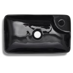 Chiuvetă de baie din ceramică cu gaură pentru robinet, negru Chiuvetă de baie din ceramică cu gaură pentru robinet, negru