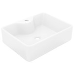 Chiuvetă de baie pătrată din ceramică cu gaură pentru robinet, alb Chiuvetă de baie pătrată din ceramică cu gaură pentru robinet, alb