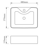 Chiuvetă de baie pătrată din ceramică cu gaură pentru robinet, alb Chiuvetă de baie pătrată din ceramică cu gaură pentru robinet, alb