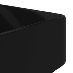 Chiuvetă de baie pătrată din ceramică cu gaură pentru robinet, negru Chiuvetă de baie pătrată din ceramică cu gaură pentru robinet, negru