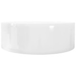 Chiuvetă de baie din ceramică, orificiu robinet/preaplin, rotund, alb Chiuvetă de baie din ceramică, orificiu robinet/preaplin, rotund, alb