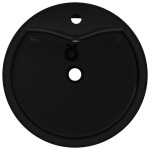 Bazin chiuvetă ceramică baie cu gaură robinet/preaplin, rotund, negru Bazin chiuvetă ceramică baie cu gaură robinet/preaplin, rotund, negru