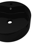 Bazin chiuvetă ceramică baie cu gaură robinet/preaplin, rotund, negru Bazin chiuvetă ceramică baie cu gaură robinet/preaplin, rotund, negru
