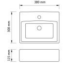 Chiuvetă de baie din ceramică cu orificiu pentru robinet, pătrat, alb Chiuvetă de baie din ceramică cu orificiu pentru robinet, pătrat, alb