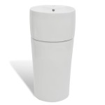 Chiuvetă baie cu suport, orificiu robinet/preaplin,rotund,ceramică,alb Chiuvetă baie cu suport, orificiu robinet/preaplin,rotund,ceramică,alb