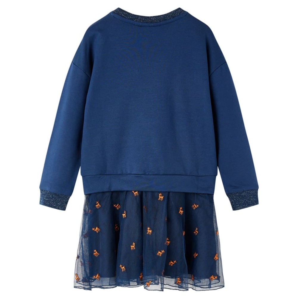 Rochie cu mâneci lungi pentru copii, bleumarin, 140