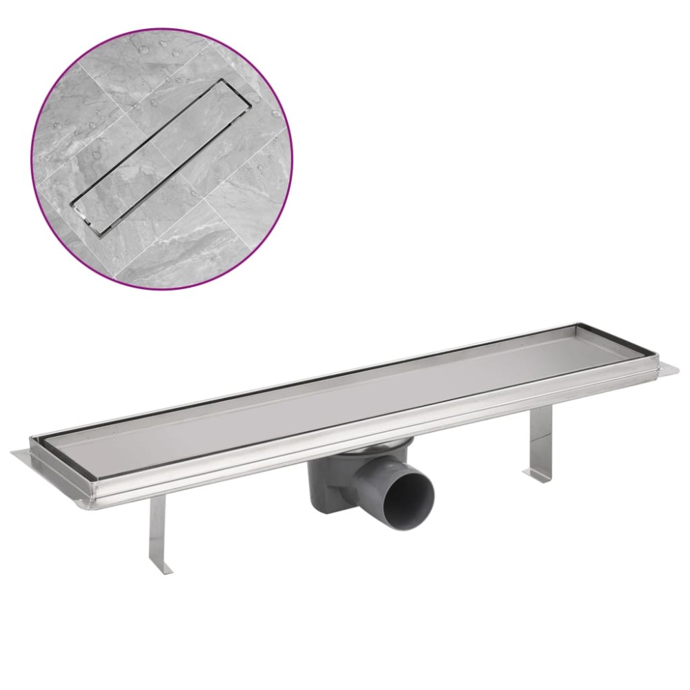 vidaXL Rigolă duș liniară, model linie, oțel inoxidabil, 530 x 140 mm