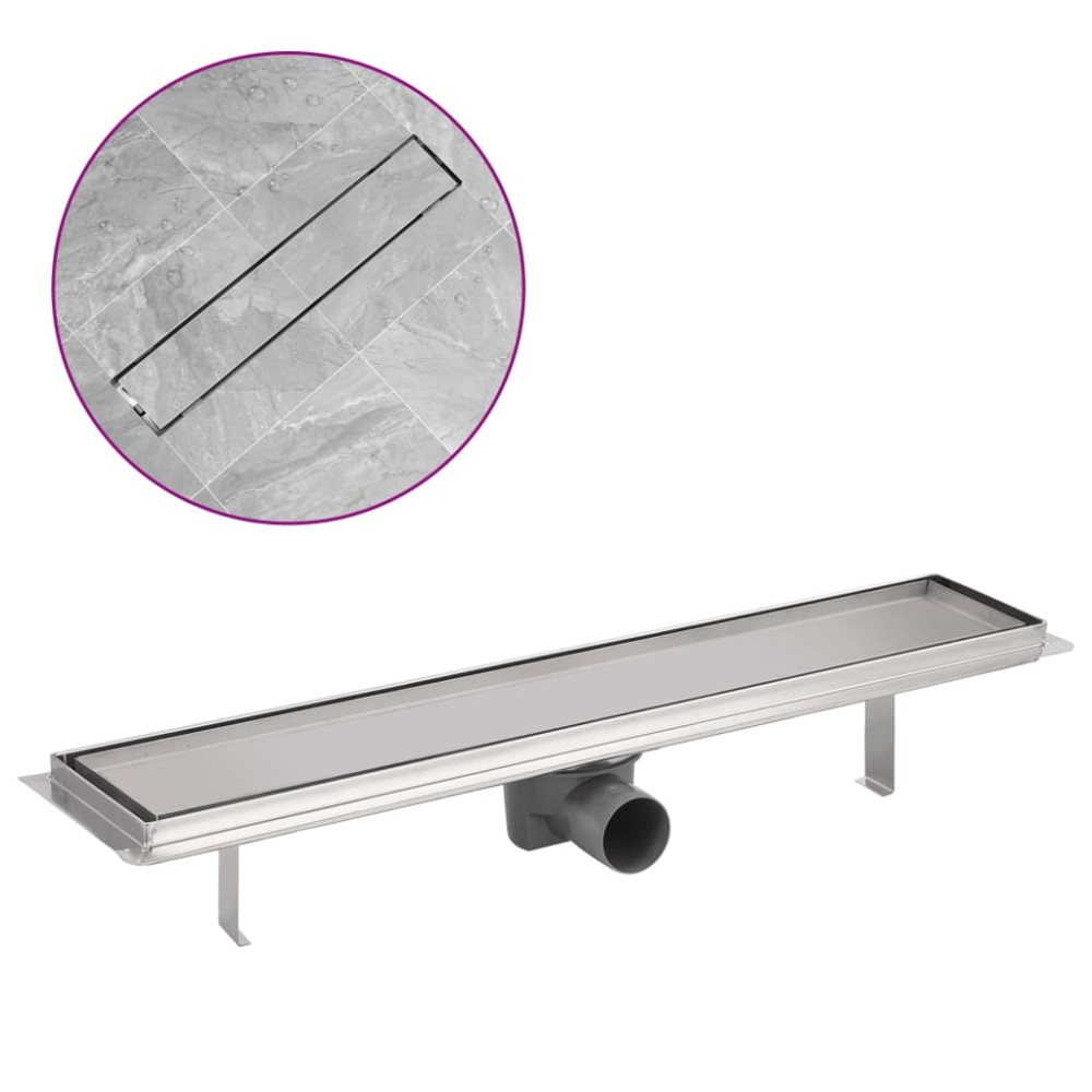 vidaXL Rigolă duș liniară, model linie, oțel inoxidabil, 630 x 140 mm