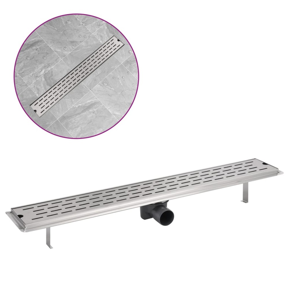 vidaXL Rigolă duș liniară din oțel inoxidabil, model linie, 830x140 mm