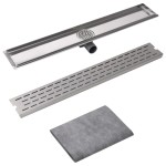 vidaXL Rigolă duș liniară din oțel inoxidabil, model linie, 830x140 mm vidaXL Rigolă duș liniară din oțel inoxidabil, model linie, 830x140 mm