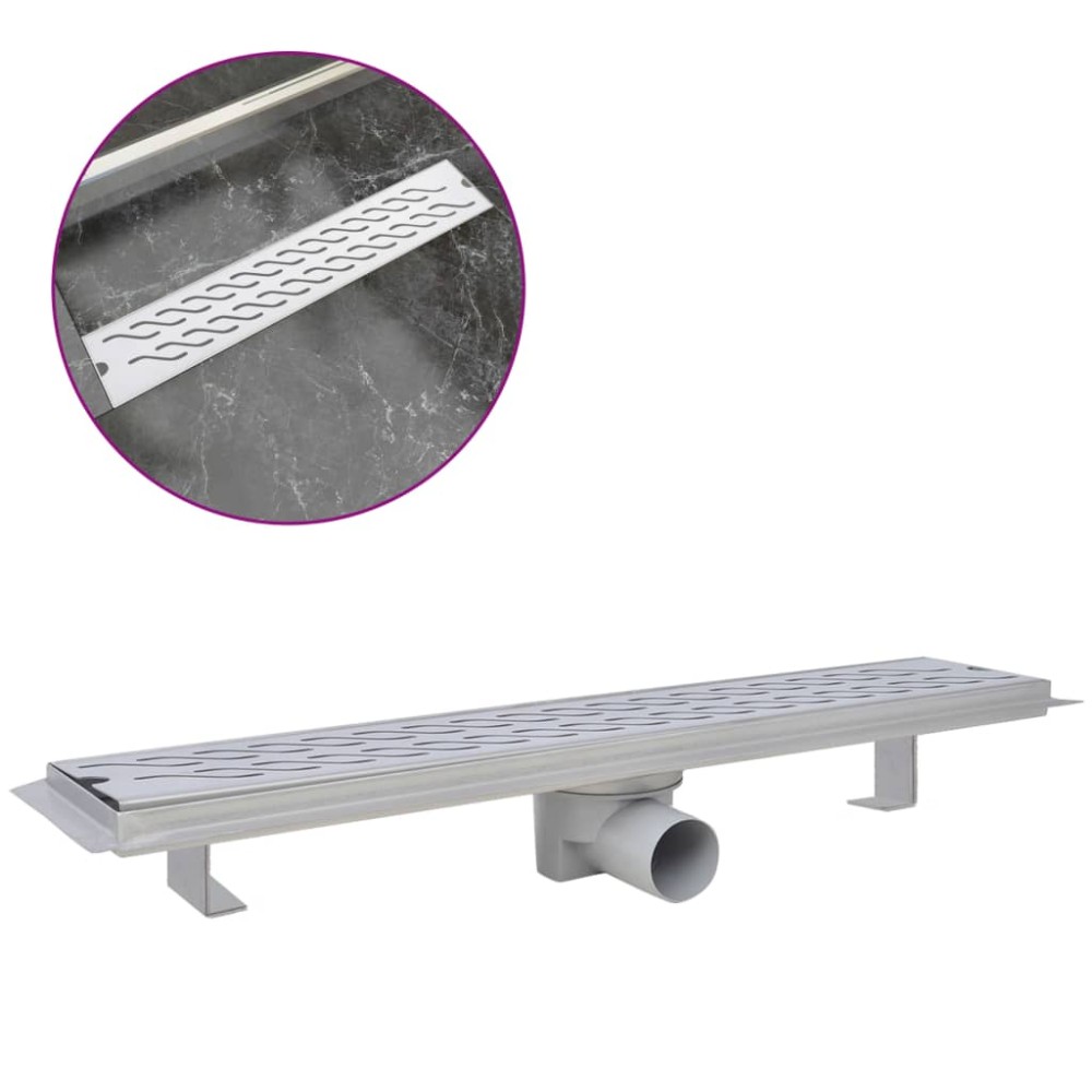 vidaXL Rigolă duș liniară, model ondulat, oțel inoxidabil, 630x140 mm