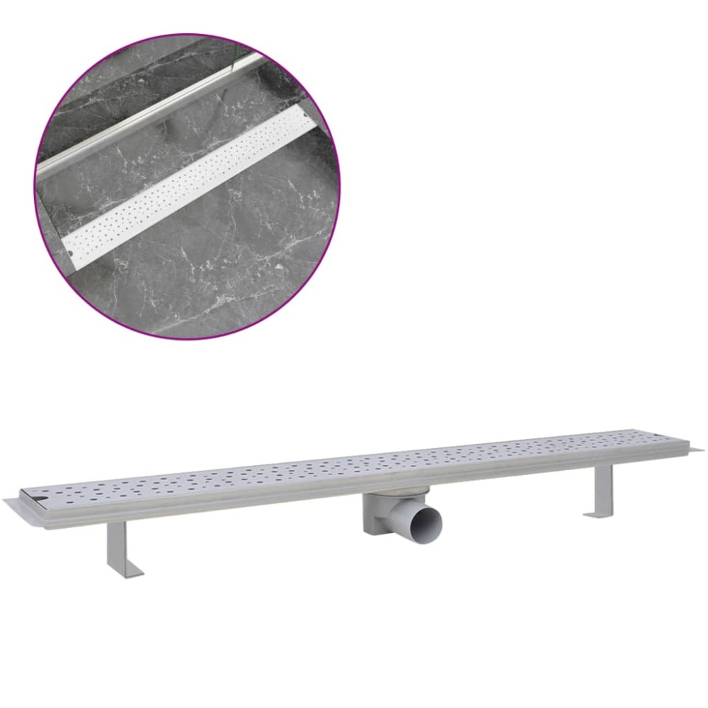 vidaXL Rigolă duș liniară, model bule, oțel inoxidabil, 930 x 140 mm