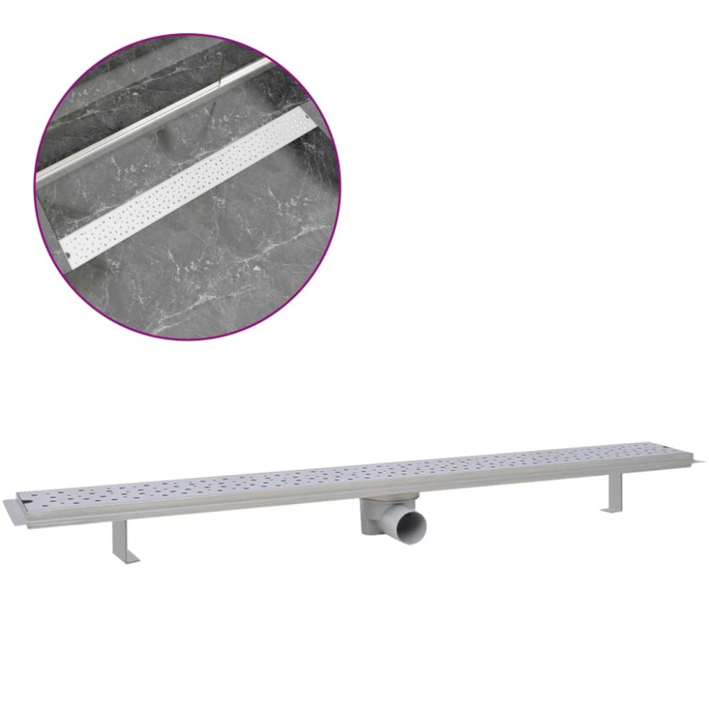 vidaXL Rigolă duș liniară, model bule, oțel inoxidabil, 1030 x 140 mm