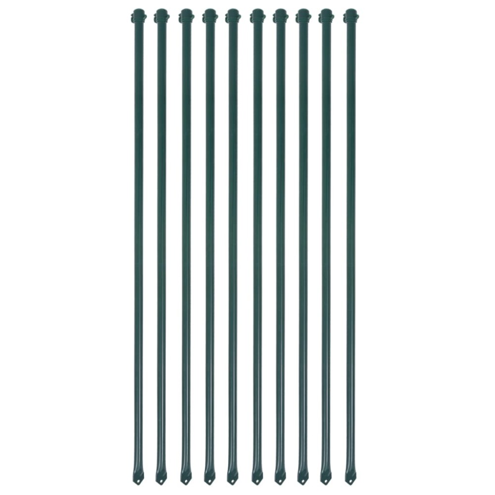 vidaXL Țăruși grădină, 10 buc, 1 m, metal, verde
