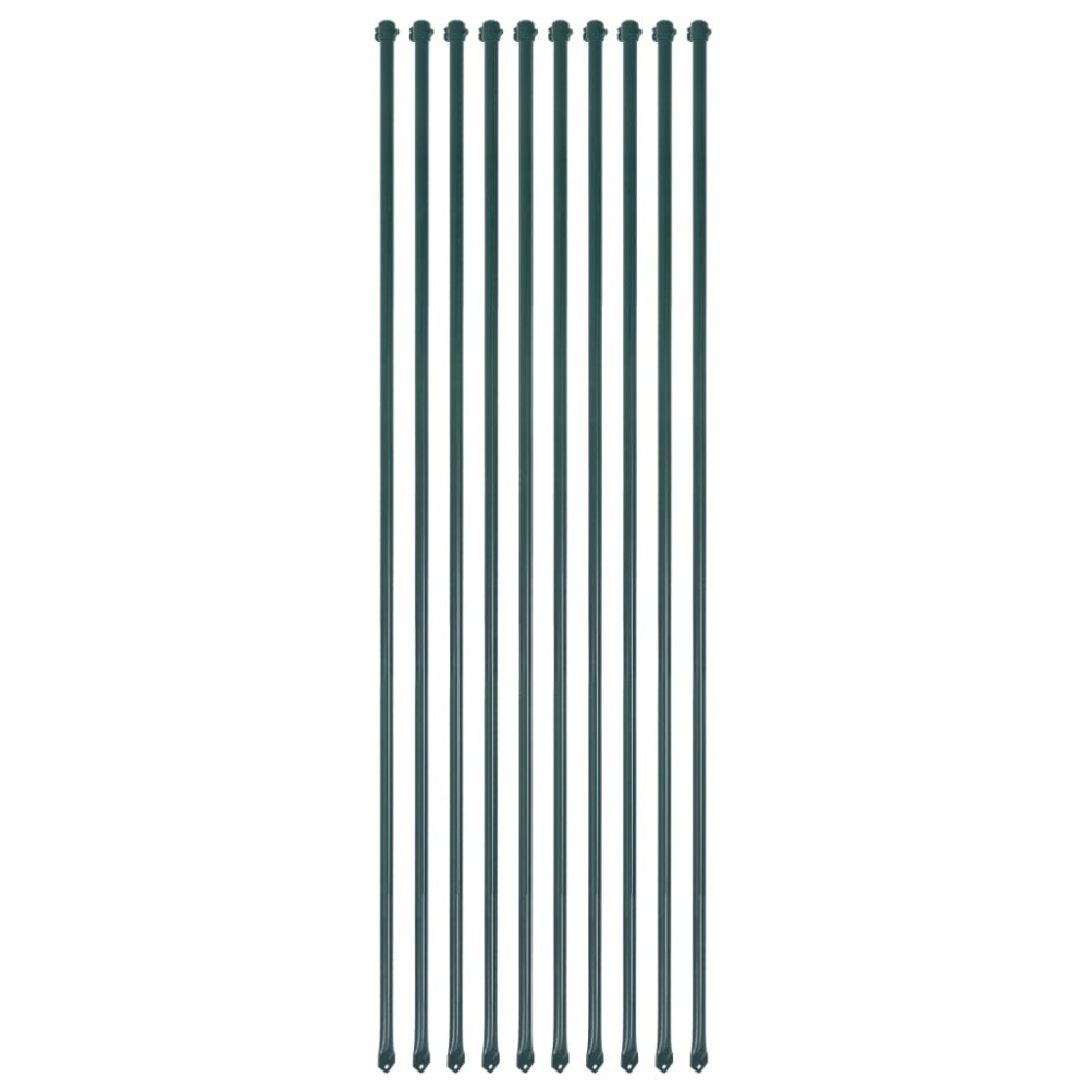 vidaXL Țăruși grădină, 10 buc, 1,5 m, metal, verde