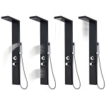 vidaXL Sistem panel de duș din aluminiu, negru mat vidaXL Sistem panel de duș din aluminiu, negru mat