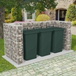 vidaXL Gabion triplu îngrădire pubelă, oțel, 250 x 100 x 120 cm vidaXL Gabion triplu îngrădire pubelă, oțel, 250 x 100 x 120 cm