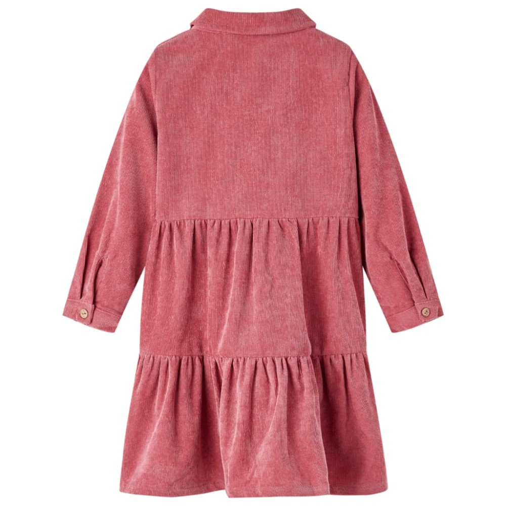 Rochie pentru copii cu mâneci lungi din catifea, roz antichizat, 128