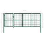 vidaXL Poartă gard de grădină cu stâlpi, verde, 350 x 120 cm, oțel vidaXL Poartă gard de grădină cu stâlpi, verde, 350 x 120 cm, oțel