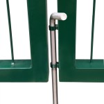 vidaXL Poartă gard de grădină cu stâlpi, verde, 350 x 140 cm, oțel vidaXL Poartă gard de grădină cu stâlpi, verde, 350 x 140 cm, oțel
