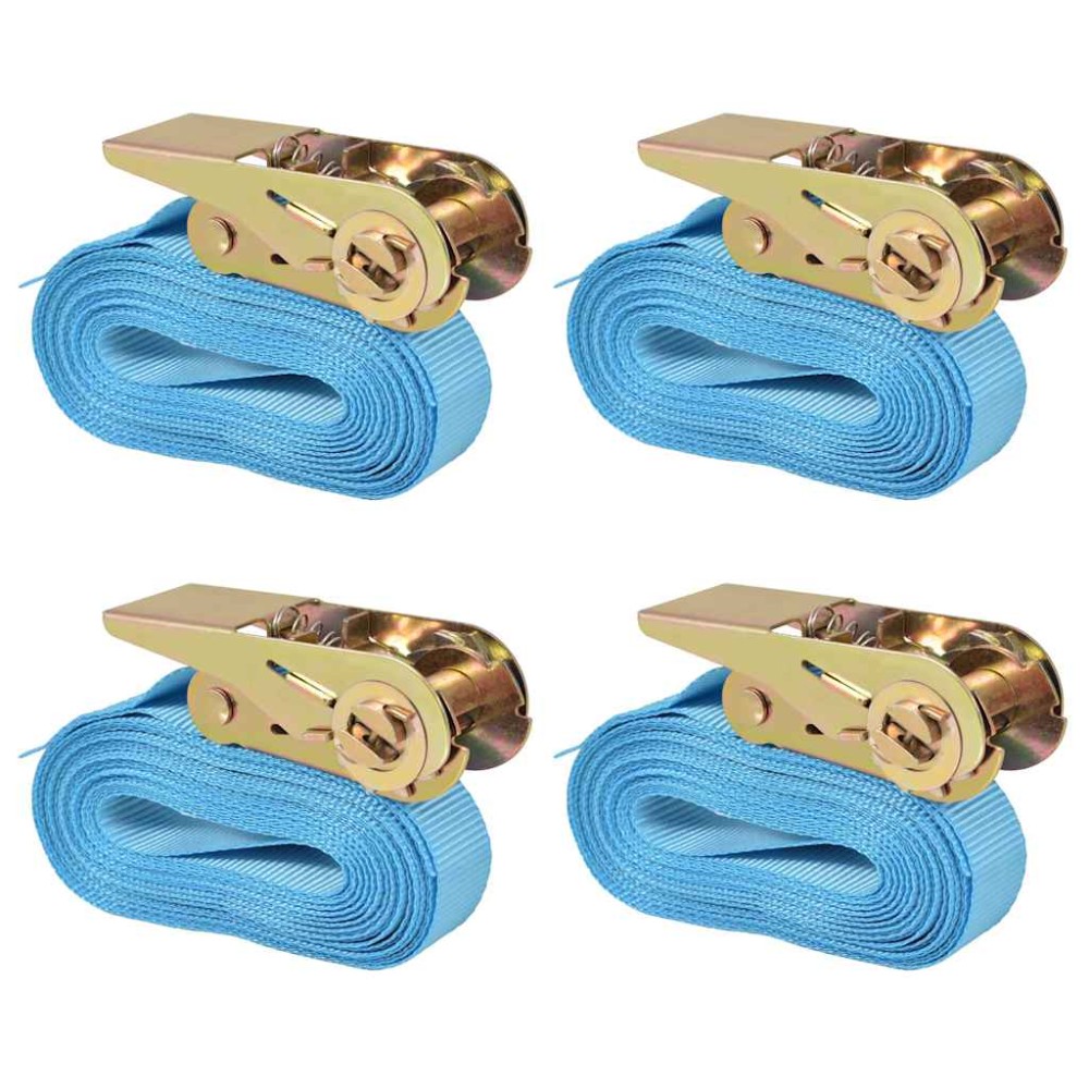 vidaXL Chingi fixare cu clichet 4 buc, 0,8 tone, 6 m x 25 mm, albastru