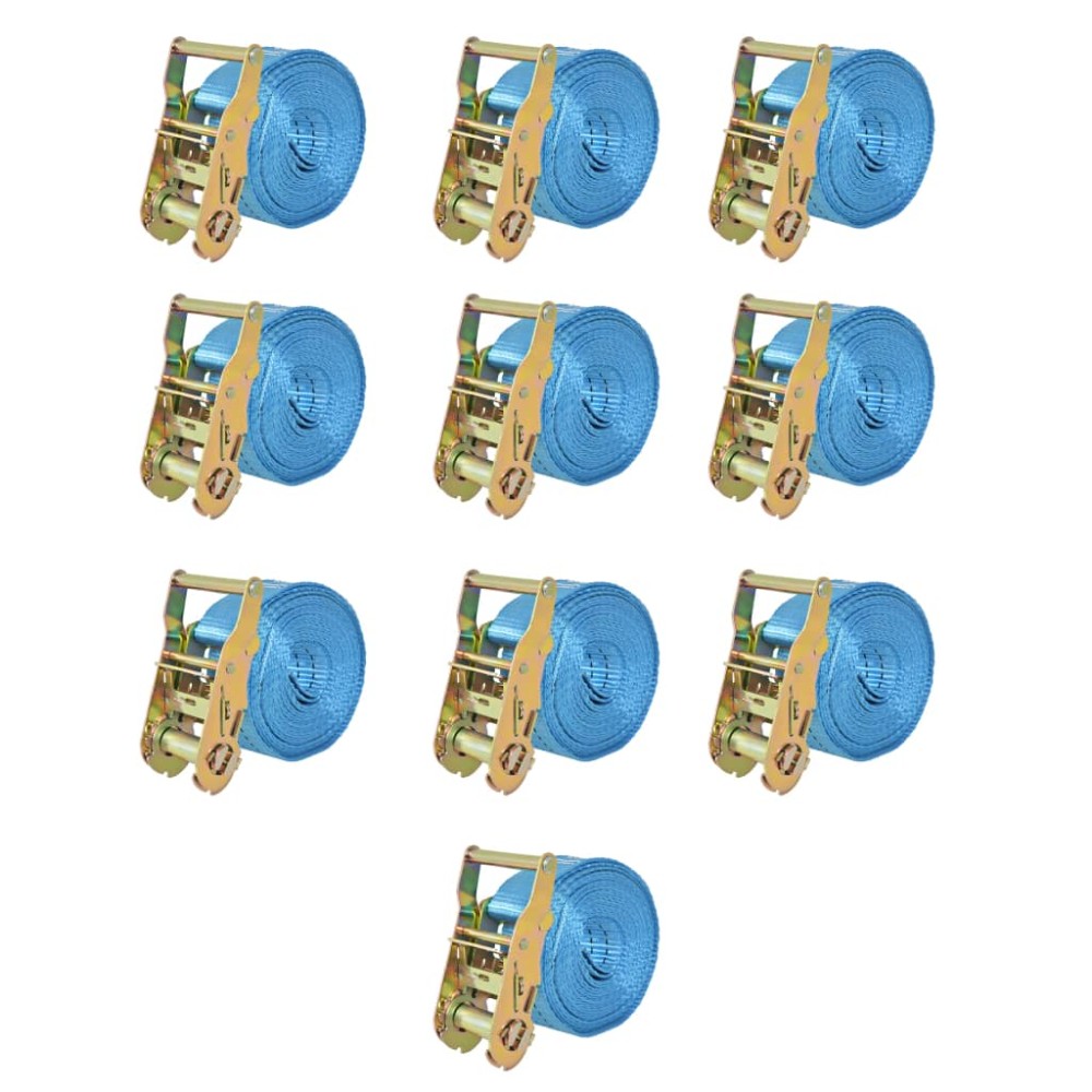 vidaXL Chingi fixare cu clichet, 10 buc, 2 tone, 6 m x 38 mm, albastru