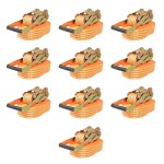 vidaXL Chingi fixare cu clichet, 10 buc, 2 tone, 8m x 50mm, portocaliu vidaXL Chingi fixare cu clichet, 10 buc, 2 tone, 8m x 50mm, portocaliu