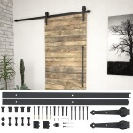 vidaXL Set piese pentru ușă glisantă, negru, 183 cm, oțel vidaXL Set piese pentru ușă glisantă, negru, 183 cm, oțel