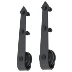 vidaXL Set piese pentru ușă glisantă, negru, 183 cm, oțel vidaXL Set piese pentru ușă glisantă, negru, 183 cm, oțel