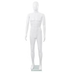 vidaXL Corp manechin masculin, cu suport din sticlă, alb lucios 185 cm
