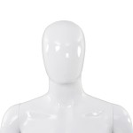 vidaXL Corp manechin masculin, cu suport din sticlă, alb lucios 185 cm