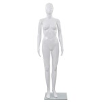 vidaXL Corp manechin feminin, cu suport din sticlă, alb lucios, 175 cm
